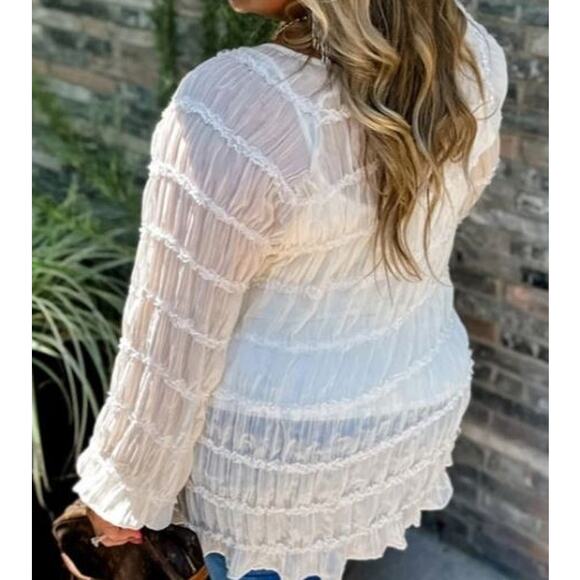 Blakeley Amelia Lace Boho Top in Ivory NWT 1X - Picture 4 of 5